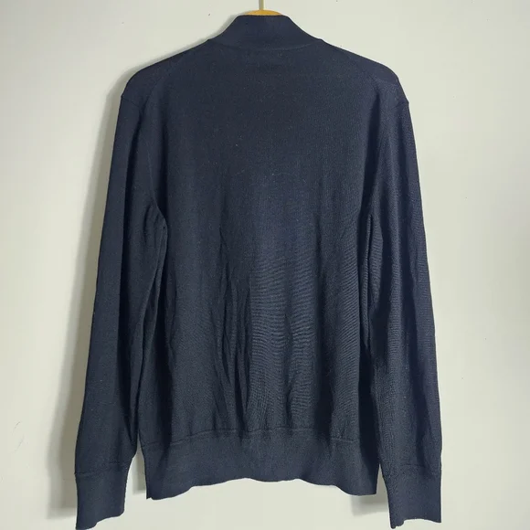 ermenegildo zegna Men’s Cashmere Silk Wool Sweater Black 1/4 Zip Long Sleeve XL